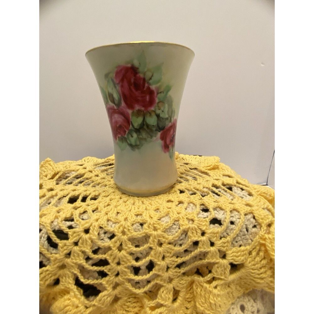 J & C Vintage Porcelain Handpainted‎ Vase 4 1/2" Signed By Artist Belgium Rare